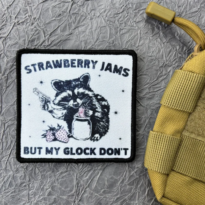 STRAWBERRY JAMS BUT MY GLOCK NO parche insignia de moral táctica brazalete impreso gancho bucle parches ropa mochila pegatina - imagen 4