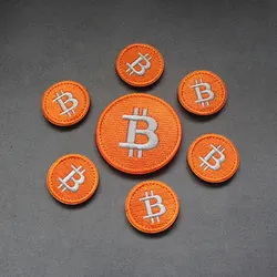 Parche bordado 3D Bitcoin con gancho y bucle para mochila
