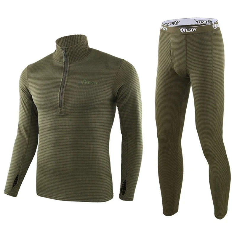 Conjuntos para correr, conjuntos de ropa interior térmica ajustada para hombre, ciclismo, forro polar transpirable, Calzoncillos largos térmicos elásticos, ropa interior cálida para Fitness - imagen 2