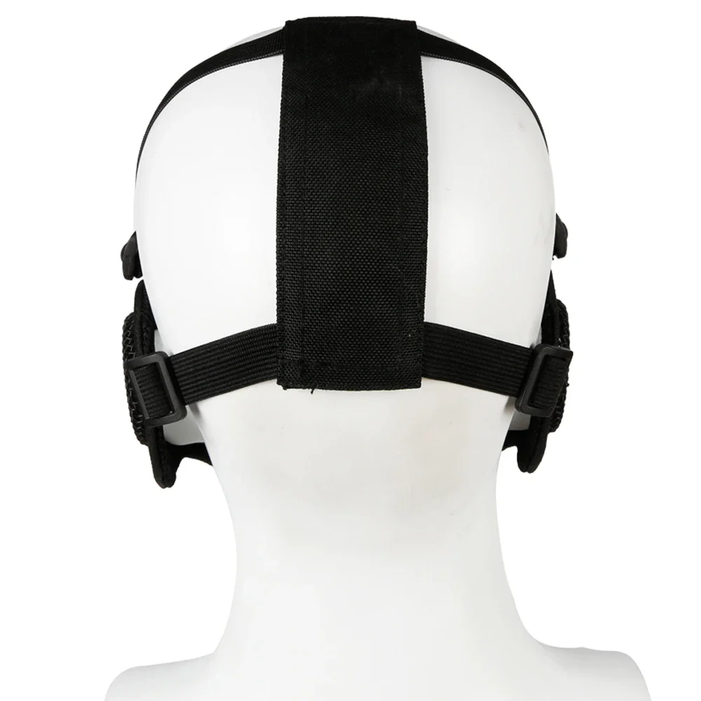 Máscara táctica Airsoft de media cara para disparar Paintball CS, máscara de malla de acero plegable con protección para los oídos, máscara de Cosplay de caza Militar - imagen 4