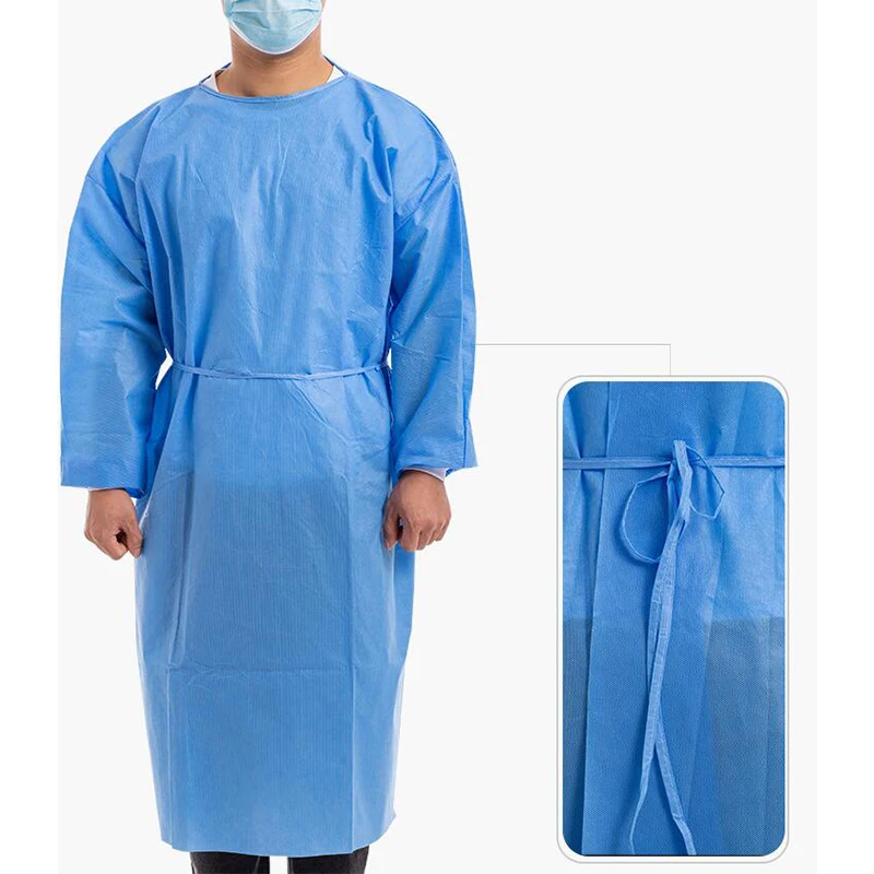 Ropa de protección no tejida desechable, ropa de aislamiento de trabajo gruesa azul, bata Dental antimanchas de aceite, bata de enfermería - imagen 2