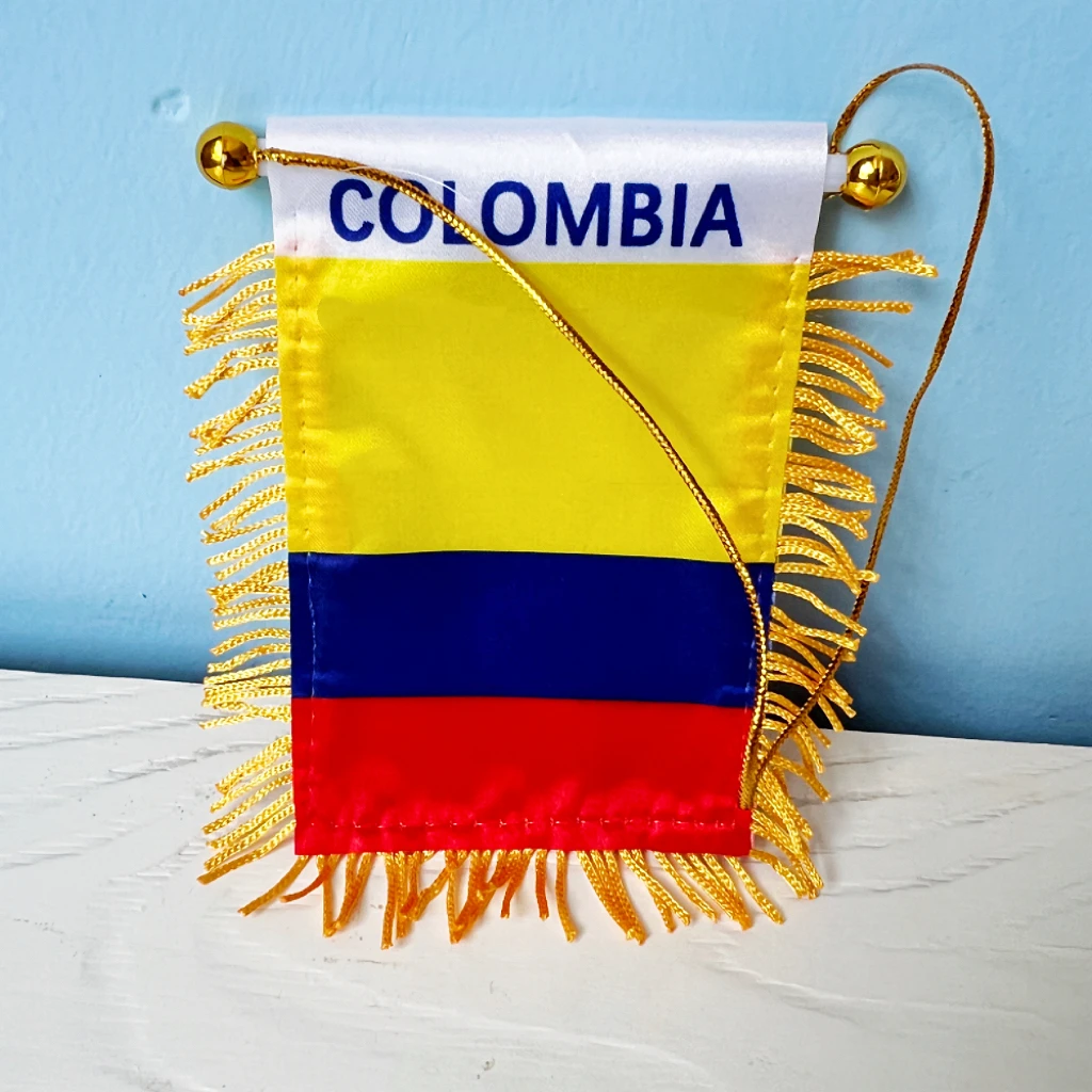 10x14cm decoración de ventana de coche poliéster co colombia banderín colgante banderas Mini banderín colombiano - imagen 4