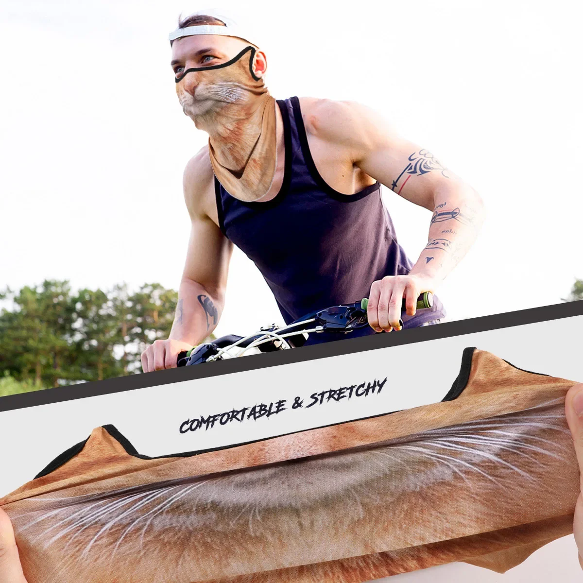 Bufanda deportiva con patrones de animales, transpirable, Anti-UV, a prueba de viento, máscara facial para colgar en la oreja, polaina para el cuello, Bandana para pesca y senderismo al aire libre para hombres - imagen 5