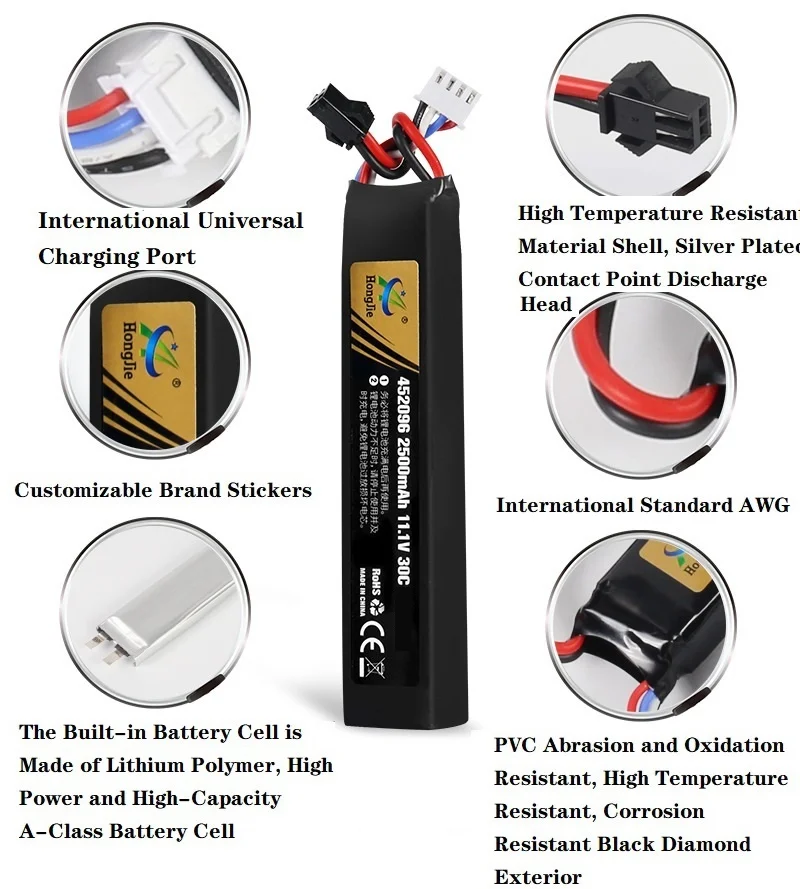 Batería Lipo de 11,1 V para pistola de agua Airsoft 11,1 V 3S 2500 mAh 30C 452096   Batería para Airsoft BB pistola de aire juguetes eléctricos piezas de pistolas - imagen 3