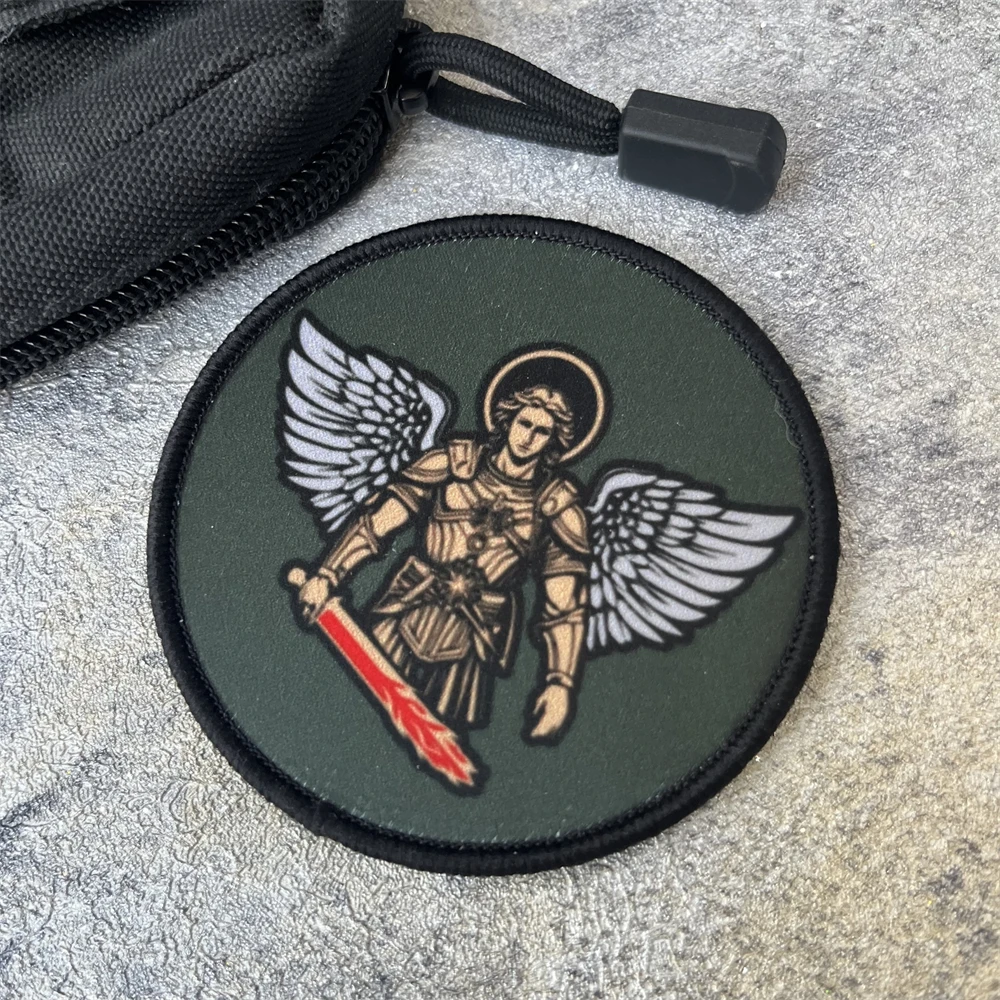 San Miguel me protegendo. Parche de insignia de moral, parches de gancho y bucle impresos tácticos militares para pegatinas de mochila de ropa - imagen 3