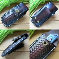 Cuchillo plegable táctico piel de serpiente con funda cuero auténtico