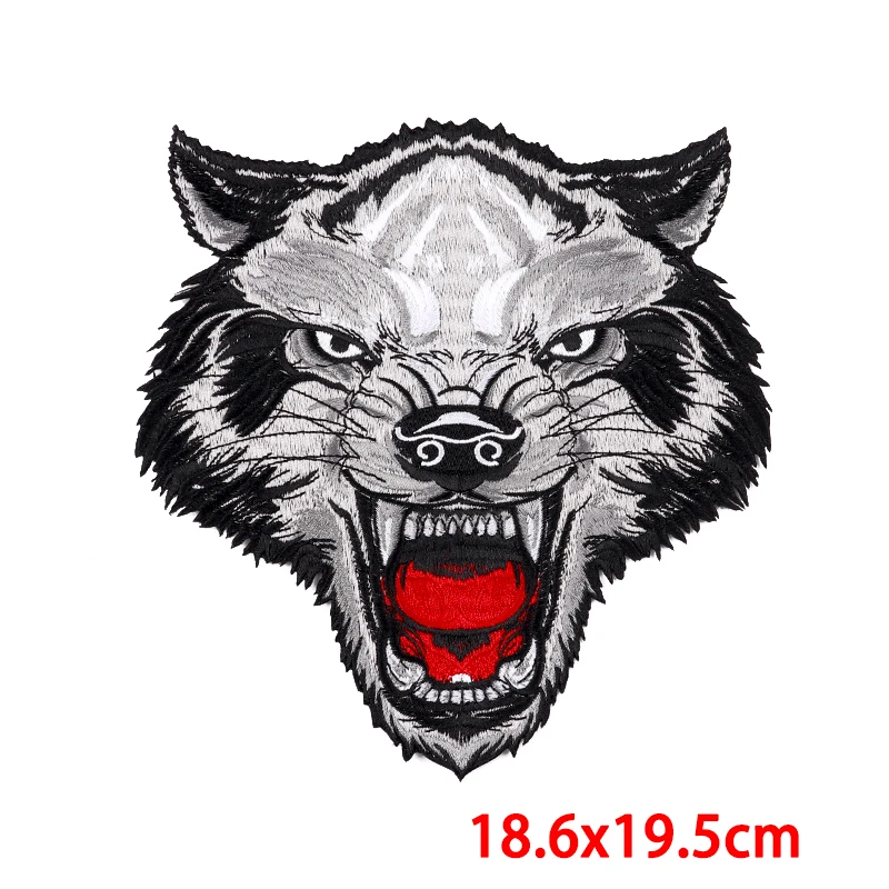 Parches bordados de animales de Tigre/Lobo para ropa, insignias grandes para mochila, parche para coser, parches para planchar para ropa, pegatina DIY - imagen 3