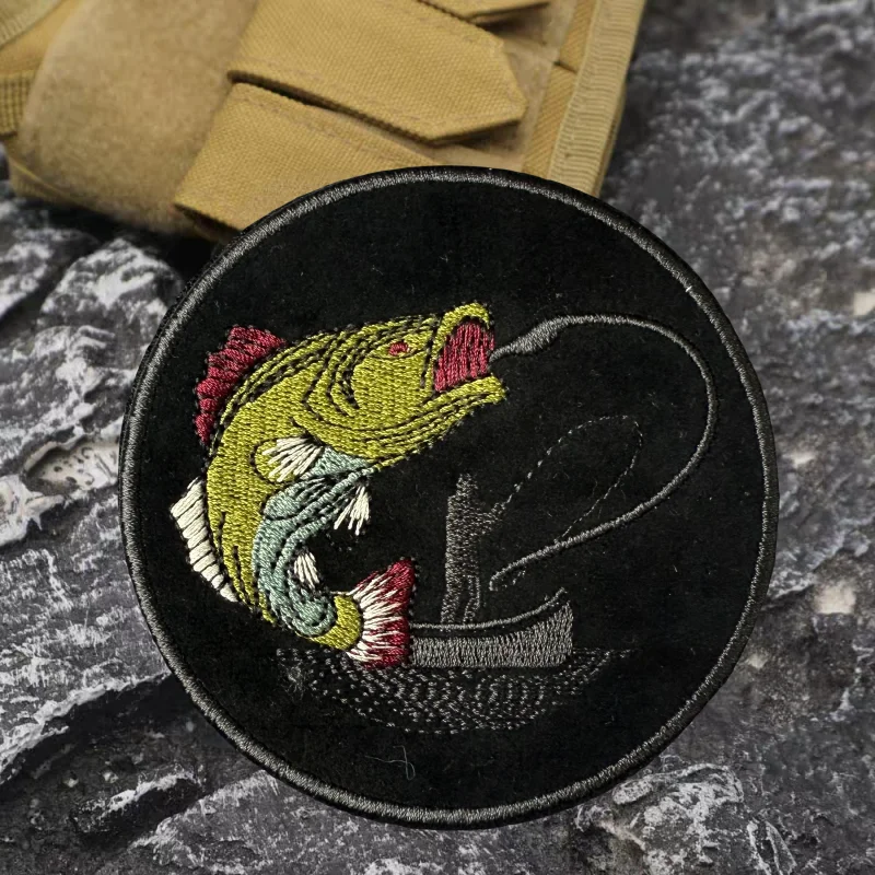 Parche con estampado de pescadores de peces, chaleco táctico, sombreros con gancho y bucle, insignia de moral, mochila, pegatinas decorativas, parches para brazalete para ropa - imagen 4
