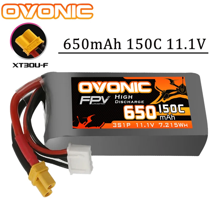 Batería LiPo OVONIC 11.1V 650mAh 3S 95C – Conector XT30 para FPV - imagen 5