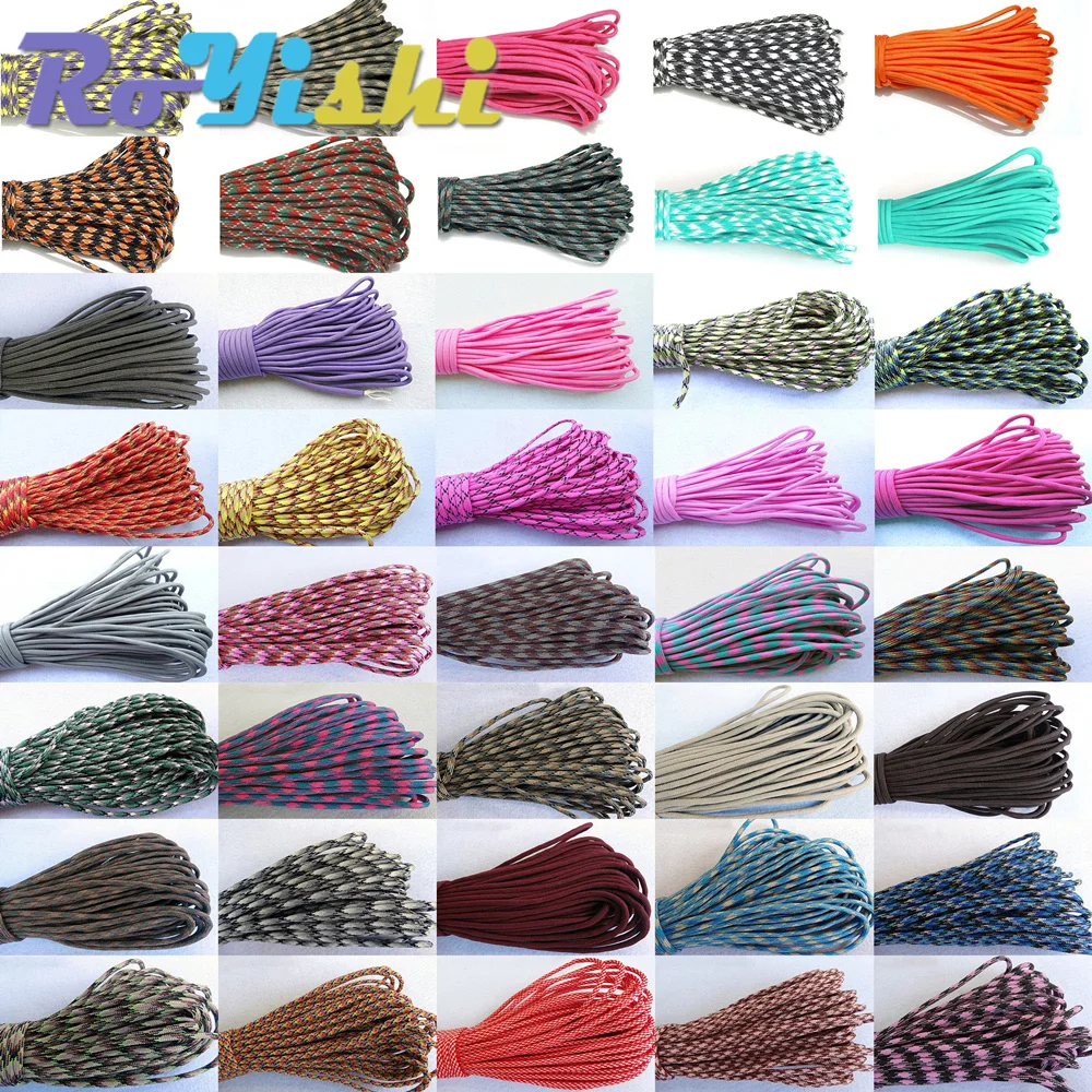 Cordón de paracaídas Paracord de 100 pies, 550, Mil Spec tipo III, núcleo de 7 hebras para escalada, Camping, hebillas, pulsera 41-80, 1 ud.