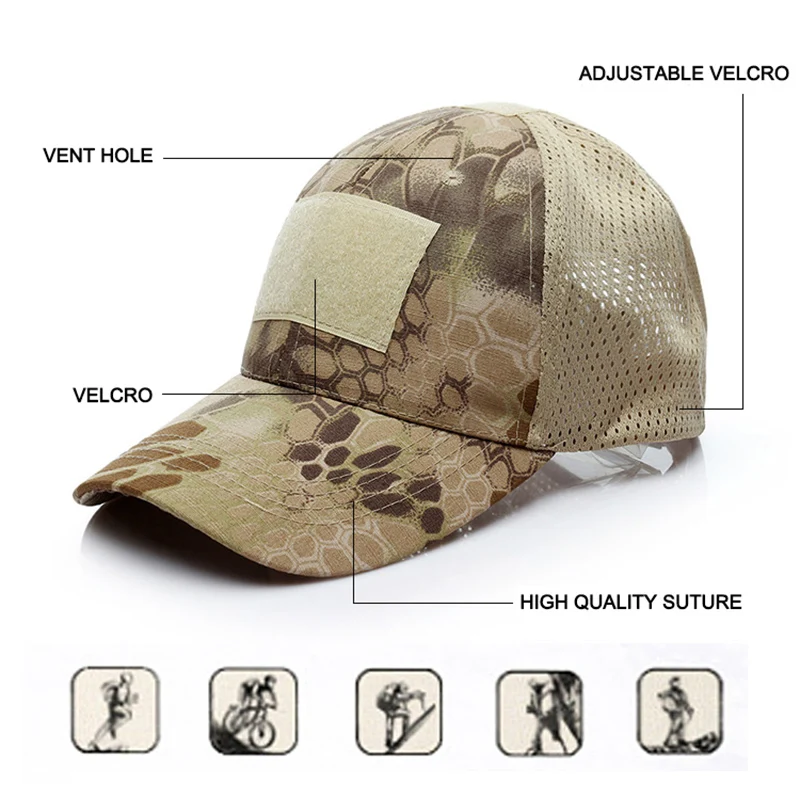 Gorra de béisbol de camuflaje para exteriores, gorra de combate Arisoft, gorra de camionero Unisex de alta calidad, gorra deportiva para acampar, cazar y pescar A5E21 - imagen 2