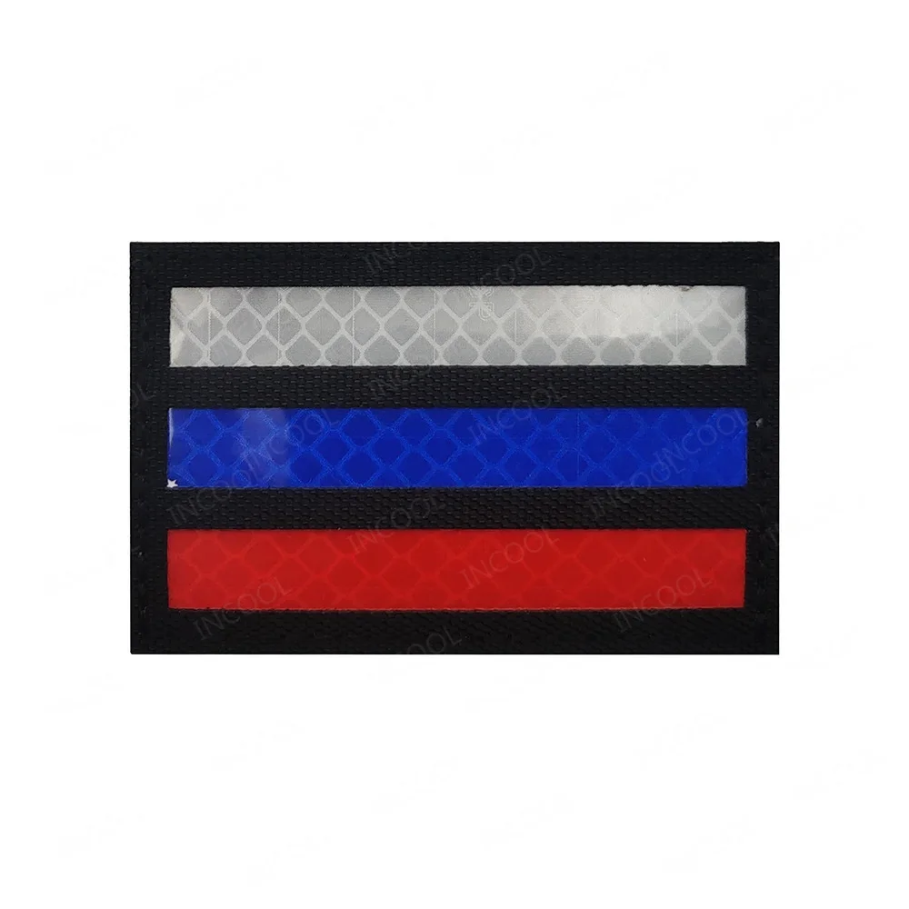 Parches reflectantes infrarrojos IR de bandera rusa, insignias decorativas con gancho para hombro, parche de banderas nacionales de Rusia, blanco, azul y rojo - imagen 2
