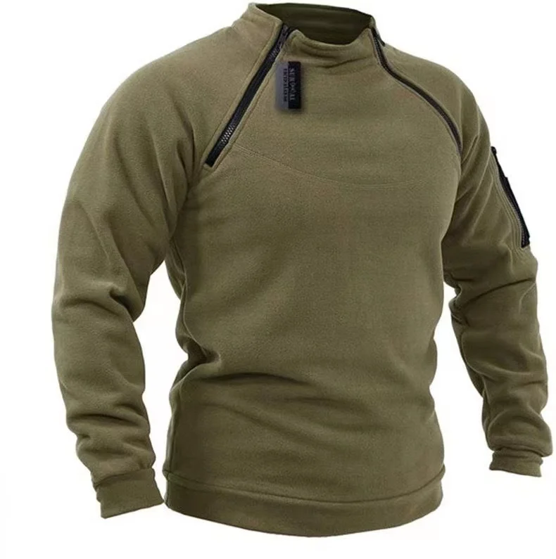 Chaquetas tácticas de lana Polar para exteriores, cremalleras cálidas para hombre, abrigo a prueba de viento, ropa interior térmica para senderismo, jersey para acampar, caza y acampada - imagen 2