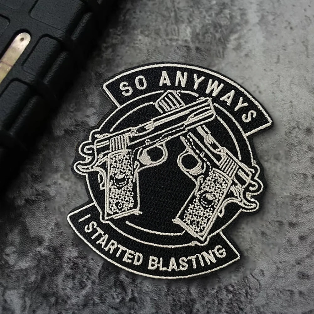 Parche bordado táctico de doble pistola, parches de gancho y bucle de jateado, insignia de moral, brazalete del ejército militar, pegatinas para mochila