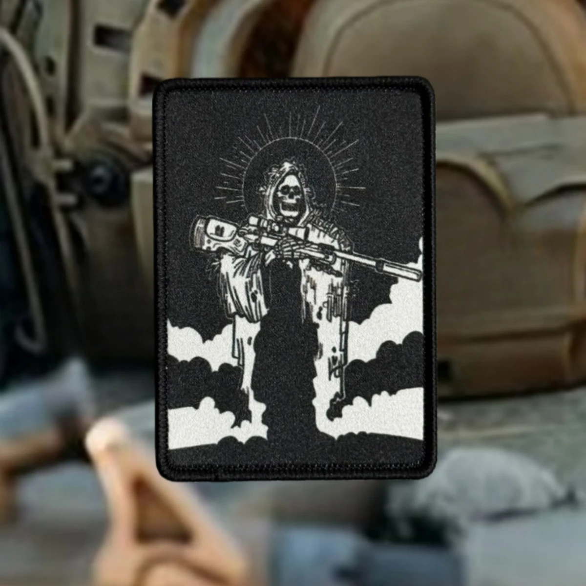 Parche esqueleto francotirador táctico MOLLE para ropa y mochilas - imagen 2