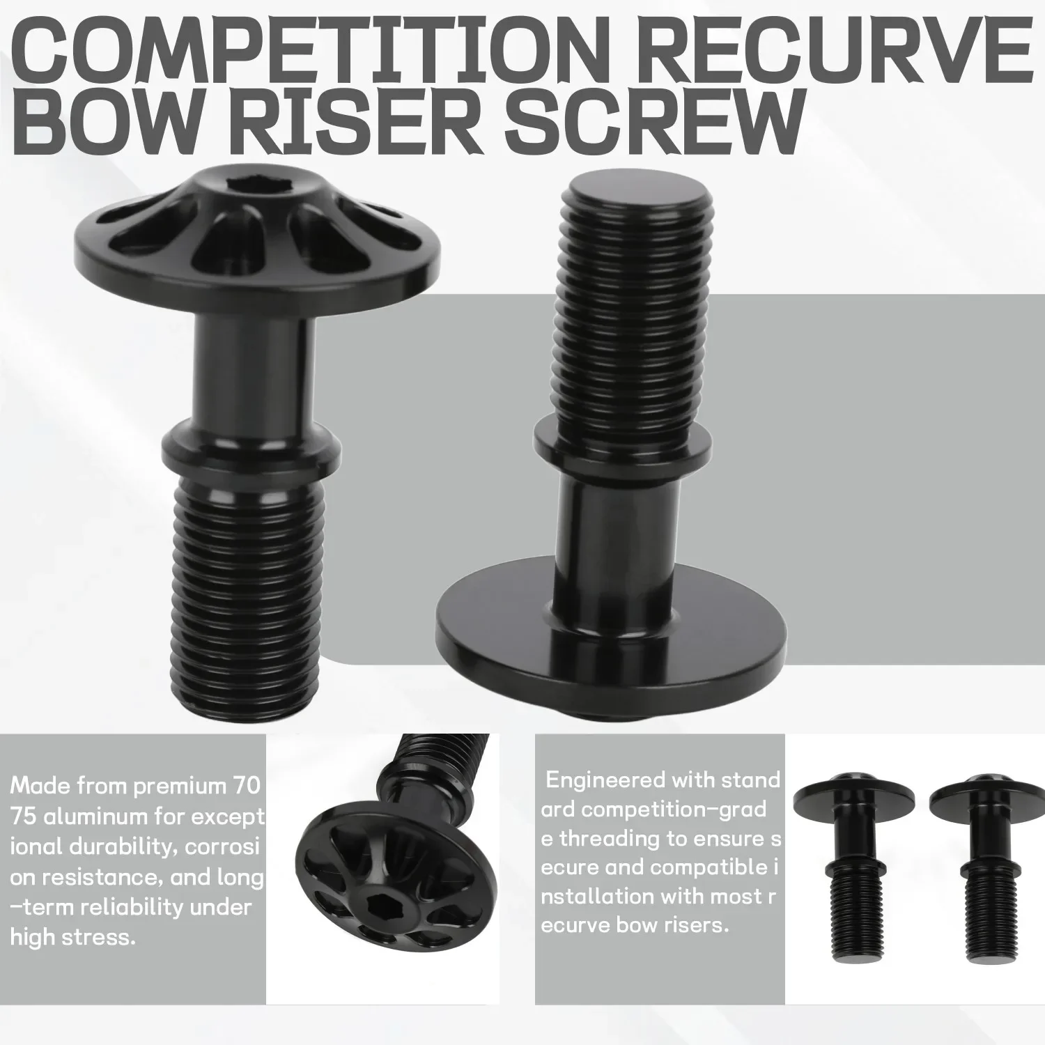 1 par de pernos elevadores de arco recurvo ILF, extremos de rosca, tornillo para caza, tiro con arco, competición de práctica al aire libre para adultos, recurvo para principiantes - imagen 5