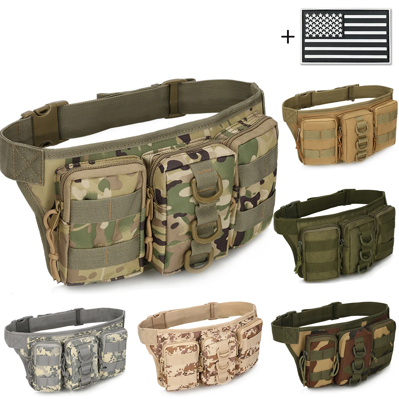 Riñonera triple con bolsillo con cremallera en la espalda, bolsa de transporte diaria para exteriores duradera y resistente al desgaste