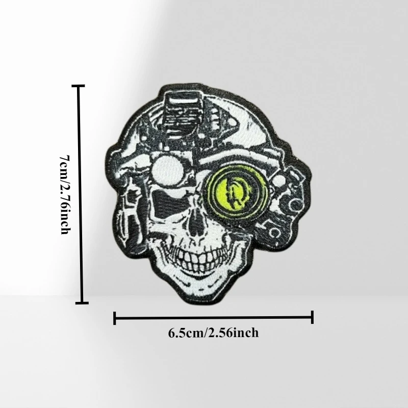 Dispositivo de visión nocturna, parche bordado de calavera para ropa, parches tácticos con gancho y bucle, pegatinas para mochila - imagen 2