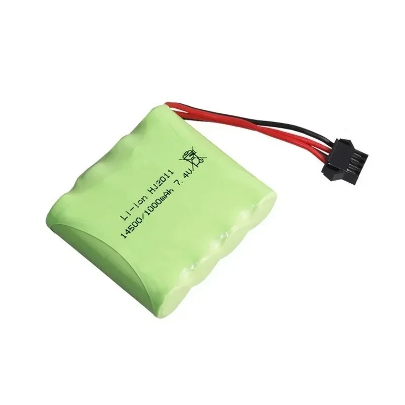 Batería de iones de litio de 7,4 V y 1000mAh, enchufe de SM-4P para coches DE36 DE36W DE65 1809 RC, vehículo todoterreno 1:16, tracción en las 4 ruedas, escalada de alta velocidad - imagen 5