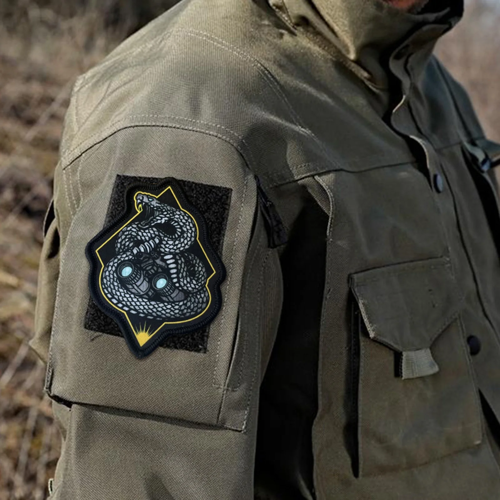 Parche táctico de serpiente nocturna, parches de gancho y bucle, brazalete, insignia de moral del ejército militar, pegatinas para mochila