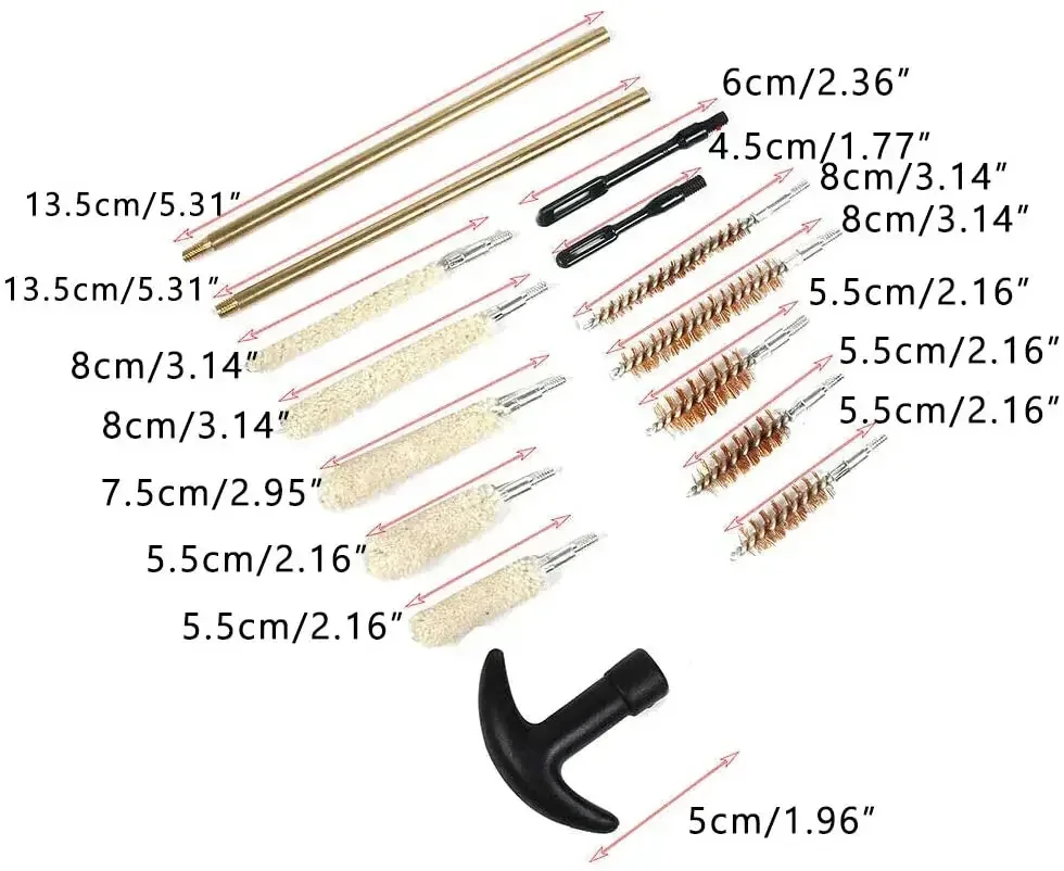 Kit de limpieza de pistola táctica, 16 unidades/juego, varilla de latón Universal para pistola, Kit de limpieza de barril de calibre.22 9mm, accesorios de caza - imagen 5