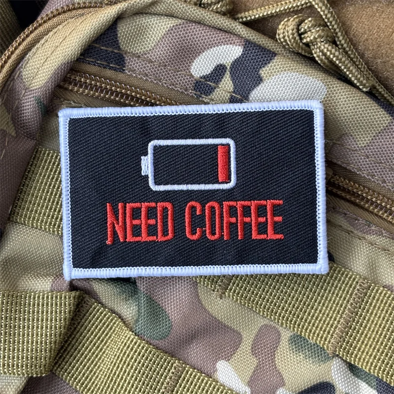 Parche bordado táctico "NED COFFEE", insignia de moral para ropa, parches militares con gancho, pegatina para mochila, brazalete
