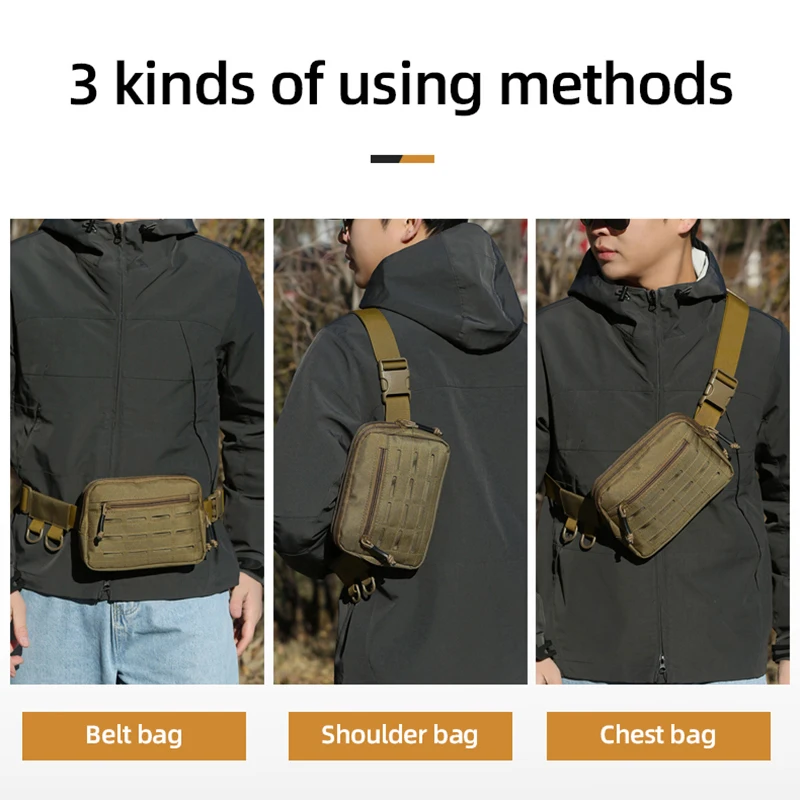 Riñonera Molle, bolsa táctica con cinturón, bolsa de primeros auxilios médicos, funda para el pecho, deportes al aire libre, caza, pesca, Camping, teléfono, paquete divertido - imagen 4
