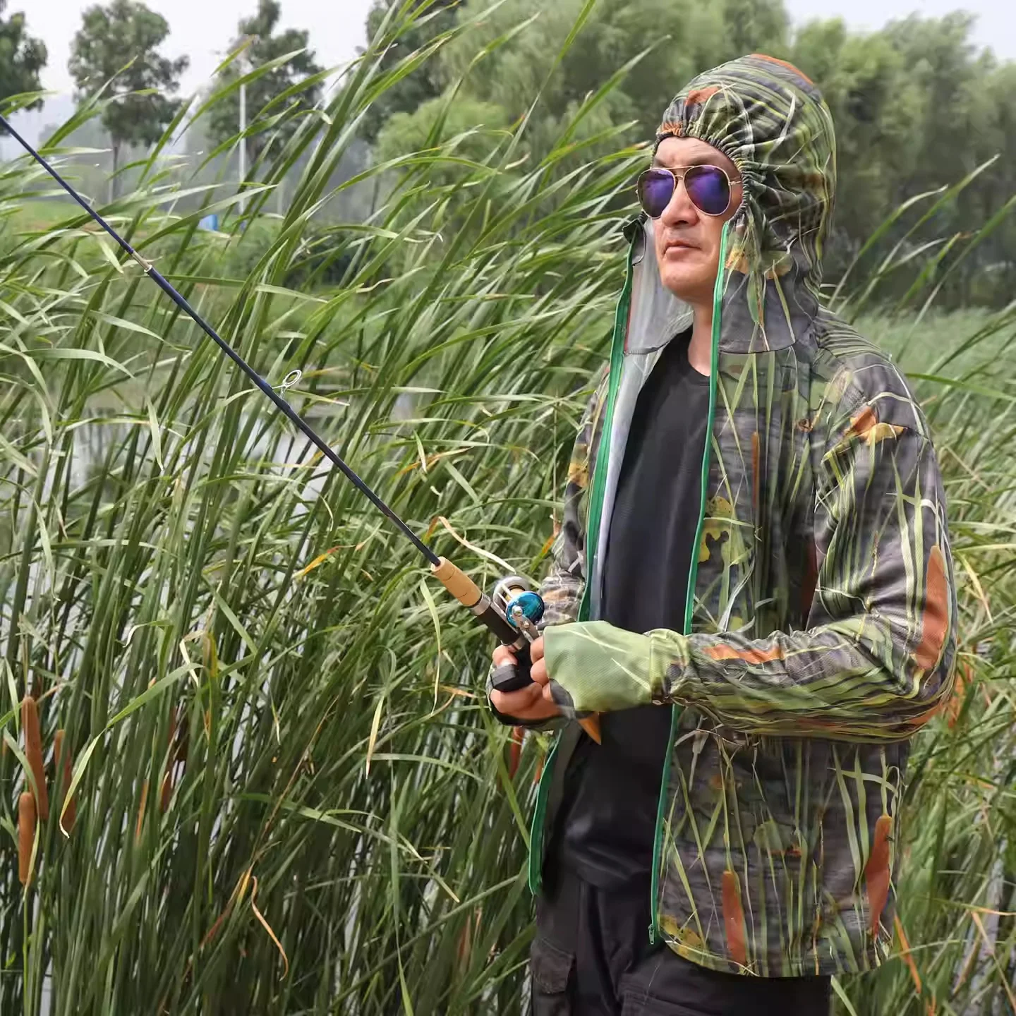 Chaqueta con capucha de pesca con protección solar de verano, Sudadera con capucha fina, ligera y transpirable con cremallera frontal para deportes al aire libre, escalada y senderismo - imagen 2