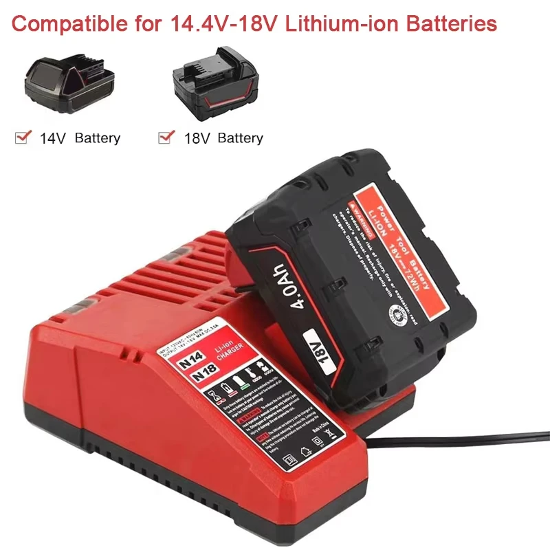 Nuevo cargador de batería de iones de litio cargador multivoltaje para Milwaukee M18 14,4 V-18V 48-11-1850 48-11-1840 48-11-1815 48-11-1828 - imagen 4