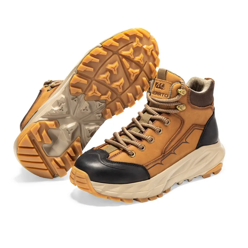 Botas de senderismo MERRTO de cuero de vaca, zapatos de caza impermeables para hombre, botas tácticas de combate para el desierto, zapatillas tobilleras informales de montaña para hombre - imagen 2
