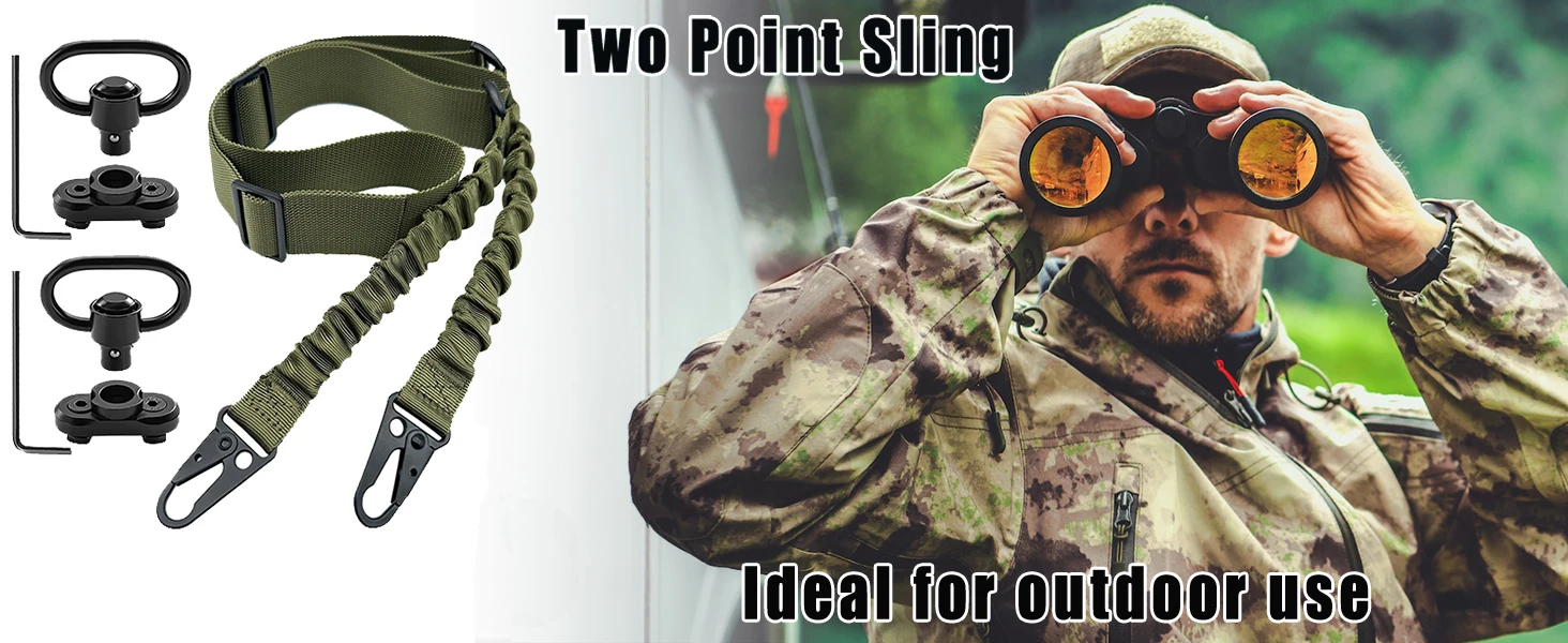 Eslinga para Rifle de dos puntos de alta calidad, cabestrillo ajustable para pistola con paquete de 2 giratorios para caza y tiro con riel M - imagen 4