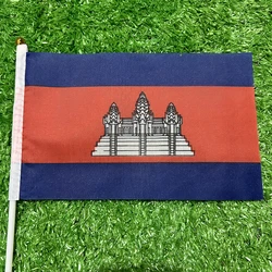 Bandera de Camboya nacional 21x14 cm con mástil plástico