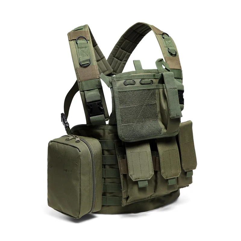 RRV-chaleco táctico de reconocimiento Molle para deportes al aire libre, chaleco protector de camuflaje CS con bolsillo EDC para Radio y revista