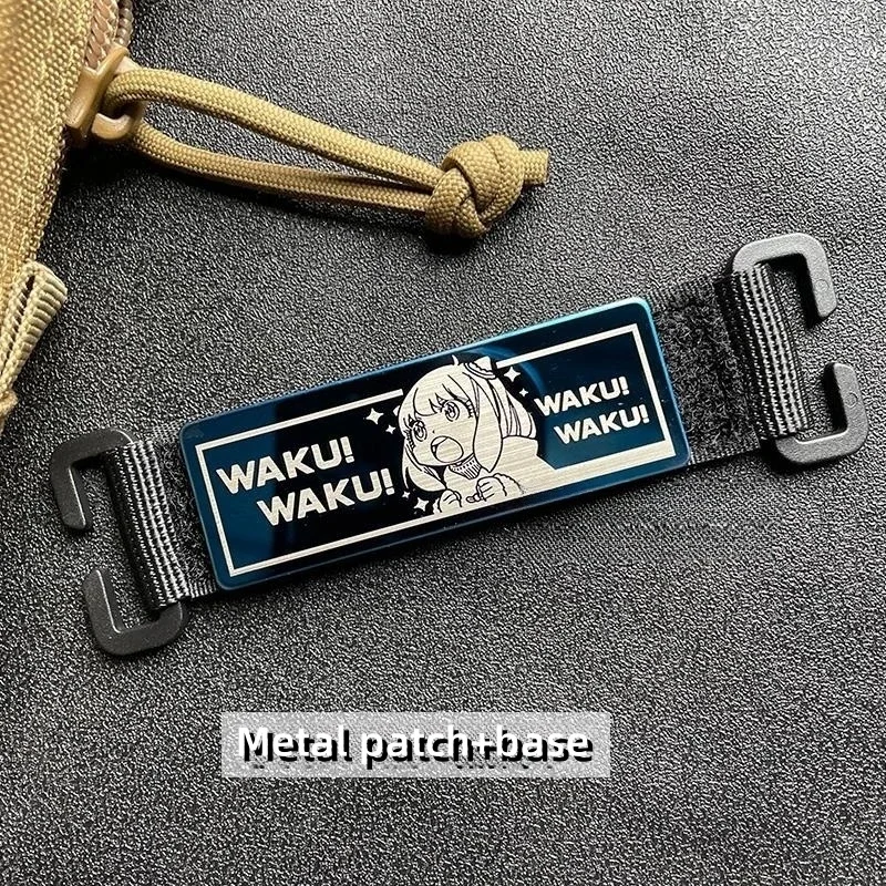 Parches de Metal de Anime para ropa, dibujos animados, chica, Waku, insignias de moral táctica, gancho y bucle, pegatina de decoración de mochila - imagen 5