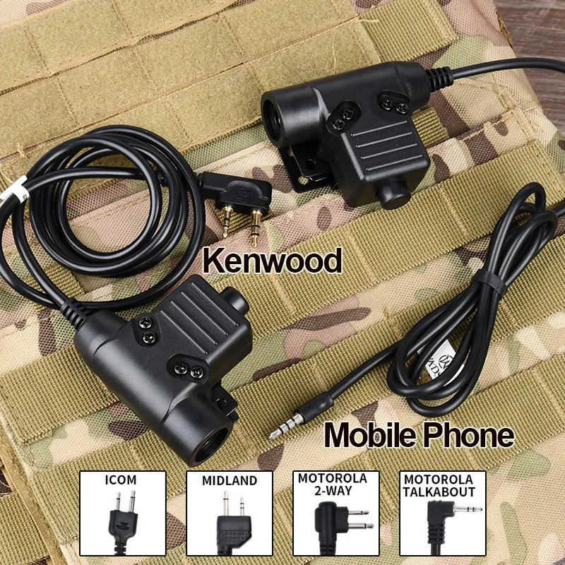 WADSN táctica militar U94 PTT para la comunicación auriculares COMTAC Earmor Fit Motorola Midland Baofeng Kenwood Plug Walkie Talkie - imagen 2
