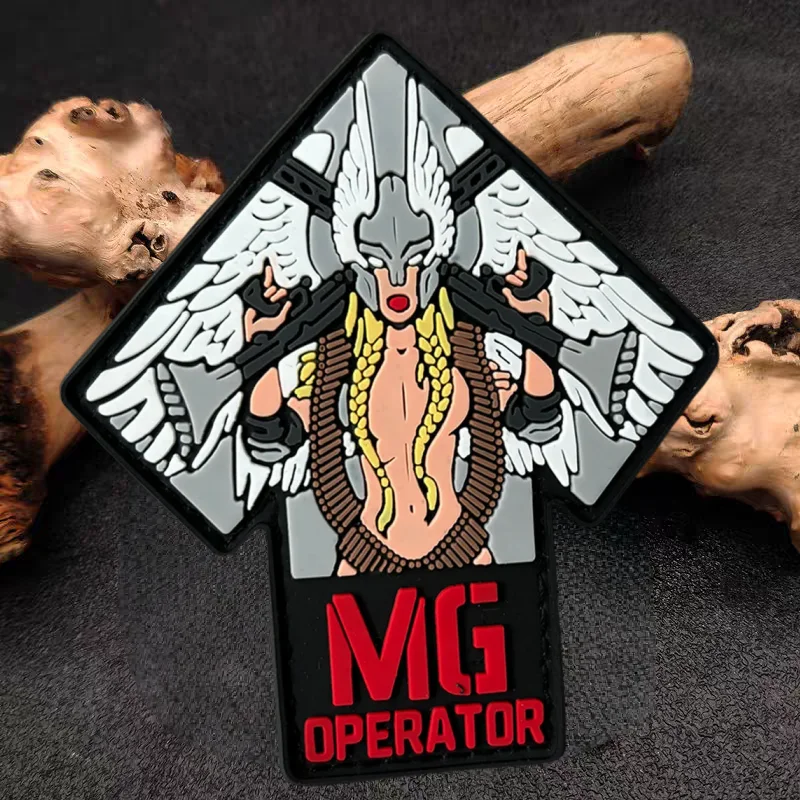 Parche de PVC para niña con pistola de MÁQUINA, chaleco táctico con gancho y bucle, insignia de moral, mochila, pegatinas decorativas, parches para brazalete para ropa - imagen 5