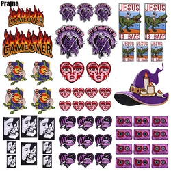 10 unids/lote Horror Punk/cráneo bordado parche fuego dinosaurio cinta parche hierro en parches para ropa parches termoadhesivos DIY