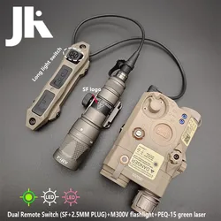 Táctico SF M300V M600V Airsoft objetivo arma láser PEQ15 punto rojo azul verde/luz de relleno IR/luz blanca juego de interruptor doble remoto