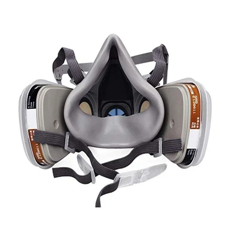 Respirador químico de Gas de media cara, máscara antipolvo con gafas de seguridad para pintura, pulverización, decoración, pulido, trabajo de seguridad, 6200 - imagen 5