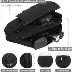Bolsa táctica MOLLE para cinturón con bolsillo teléfono móvil