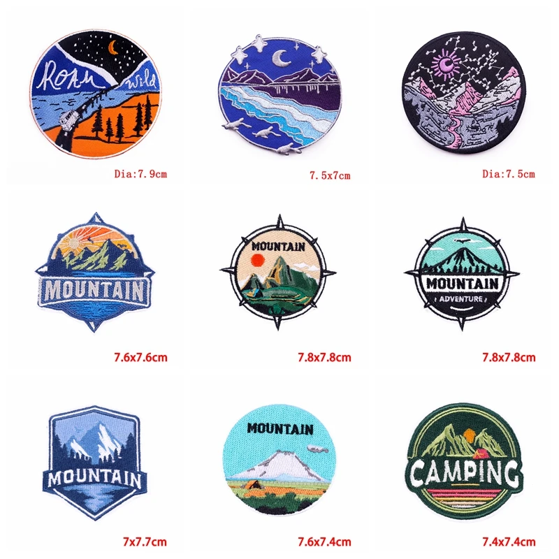 Parches bordados de aventura al aire libre para acampar en la montaña, parches de planchado DIY para ropa, insignia de costura, mochila, 10 unids/lote - imagen 4