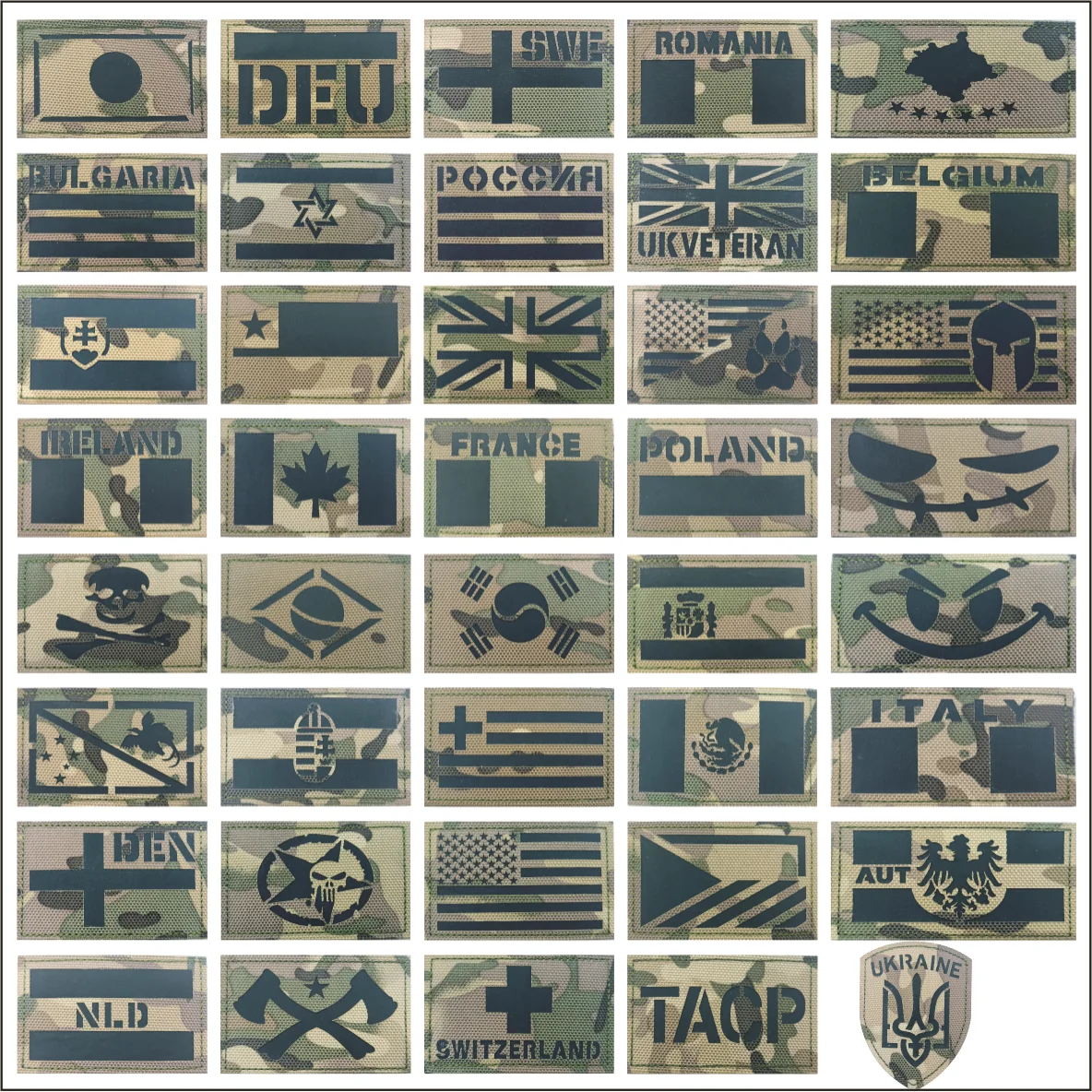 (42) Parche táctico con emblema del Reino Unido, Chile, Brasil, Francia, mochila, chaleco, chaqueta, gancho y bucle, insignia de moral, pegatinas tácticas