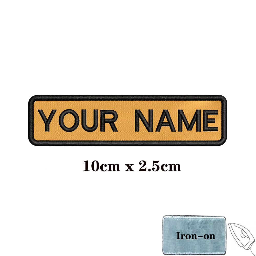 1 unidad de insignia de rayas con nombre personalizado, bucle de hierro o gancho, 10x2,5 cm, 8x2,5 cm, 8x5cm, 10x4cm, 15x5cm, 20X7cm, 25x8cm amarillo - imagen 4