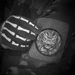Parche táctico bordado dragón con velcro para uniforme