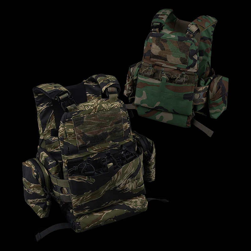 Juego de portador de placa de PC táctico V5, portador de placa de caza estilo Ferro, tigre con cintura elástica, bolsa Triple Mag, equipo Airsoft - imagen 4