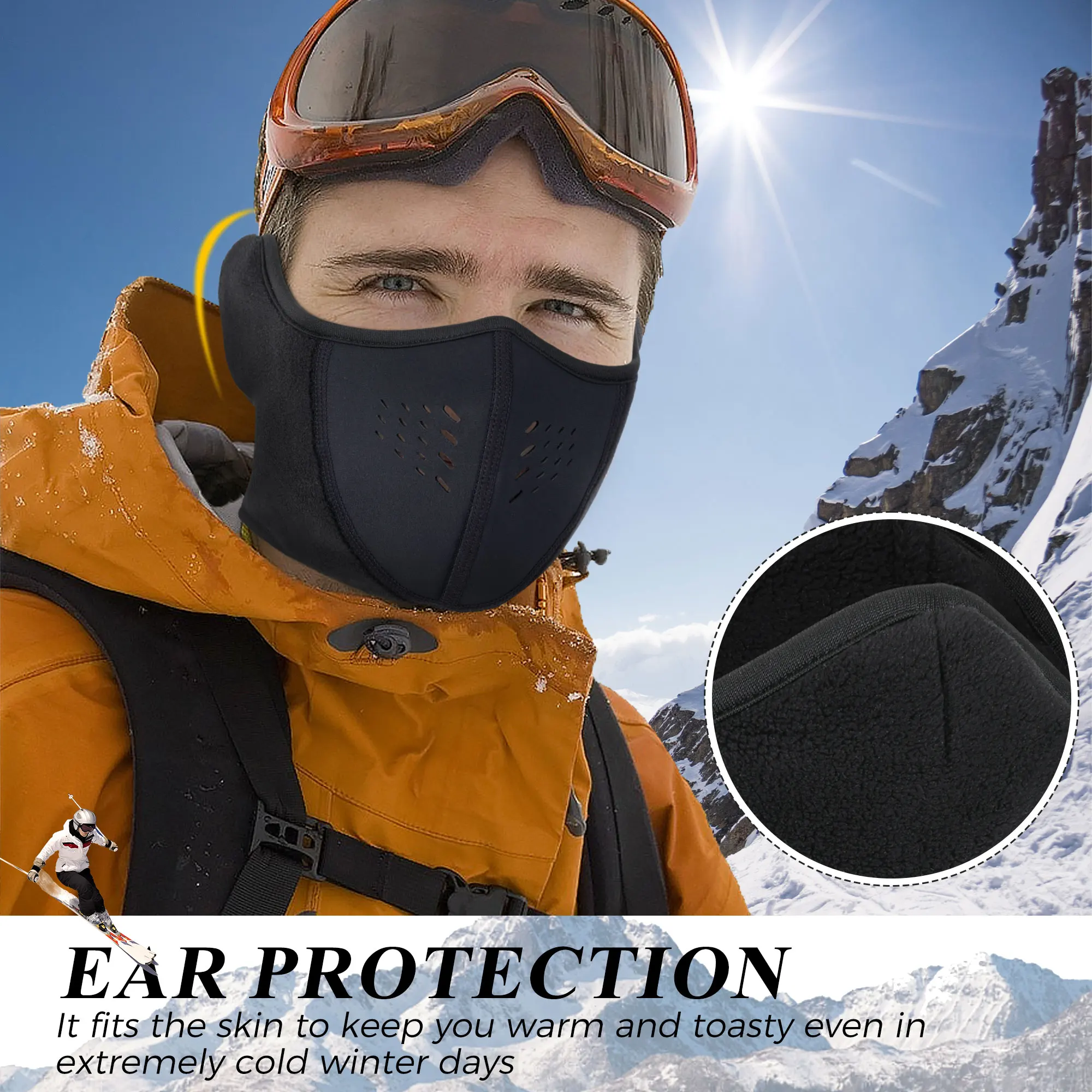 Calentador de cuello de invierno para hombre, cubierta facial para correr, esquí, ciclismo, máscara deportiva reutilizable, Snowboard, motocicleta, senderismo, bufanda - imagen 3