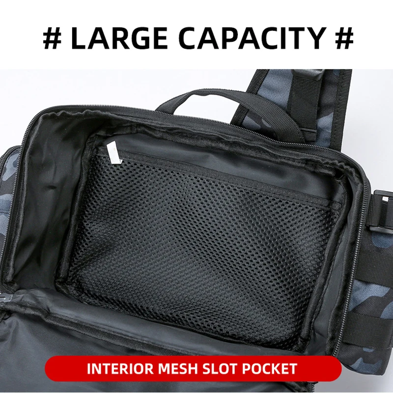 Bolsa de aparejos de pesca con señuelo, riñonera cruzada de camuflaje para viajes al aire libre, para acampar, senderismo, escalada, bolsa de almacenamiento de equipo de hombro - imagen 5