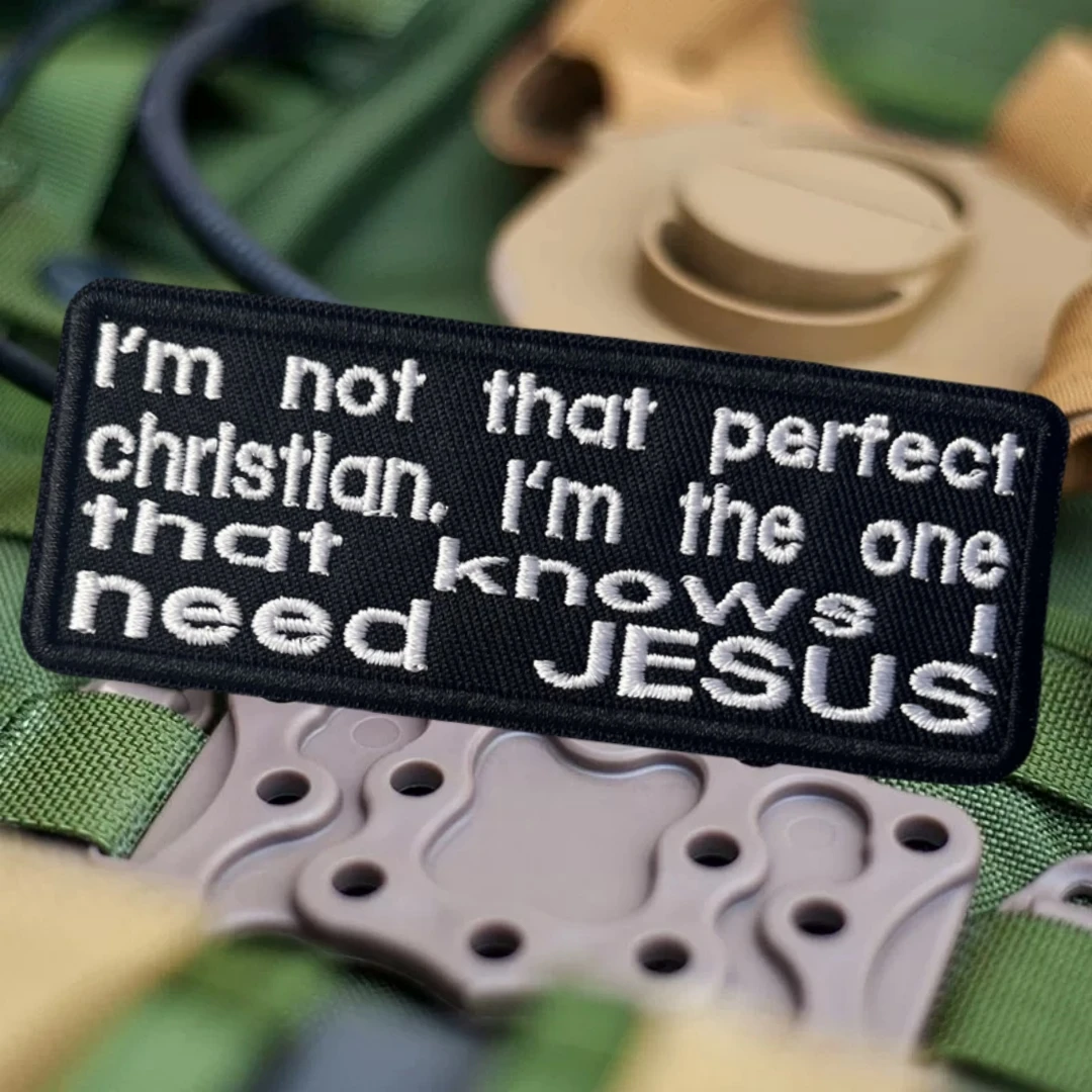 Parche táctico de moral de versículo bíblico "I Need JESUS", brazalete militar, parches de gancho y bucle bordados para ropa, pegatina para mochila - imagen 3