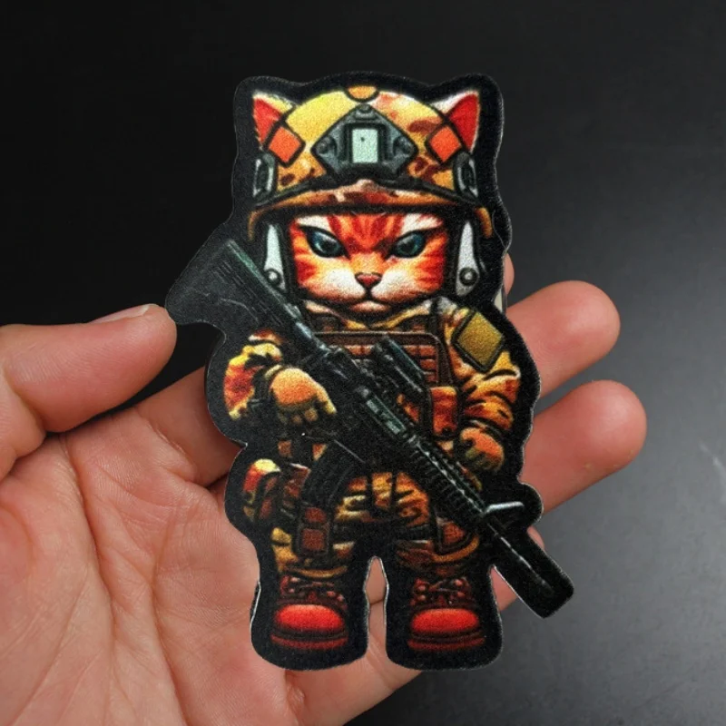 Parche táctico de gato, insignia de moral militar, brazalete con estampado, parches de gancho, pegatina para mochila para ropa - imagen 2