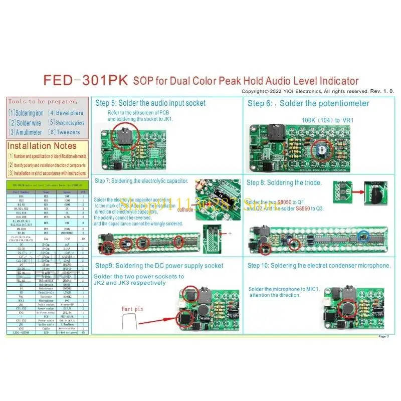 Analizador espectro sonido electrónico J1HC, conjunto indicadores nivel, módulo PCB - imagen 4